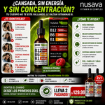 🔥 ¡LLEVA 2 Y PAGA 1! 🔥 Nusava Complejo B Líquido 5 en 1 🍓 | B12 + B6 + B1 + Niacina + Folato | Fórmula Vegana