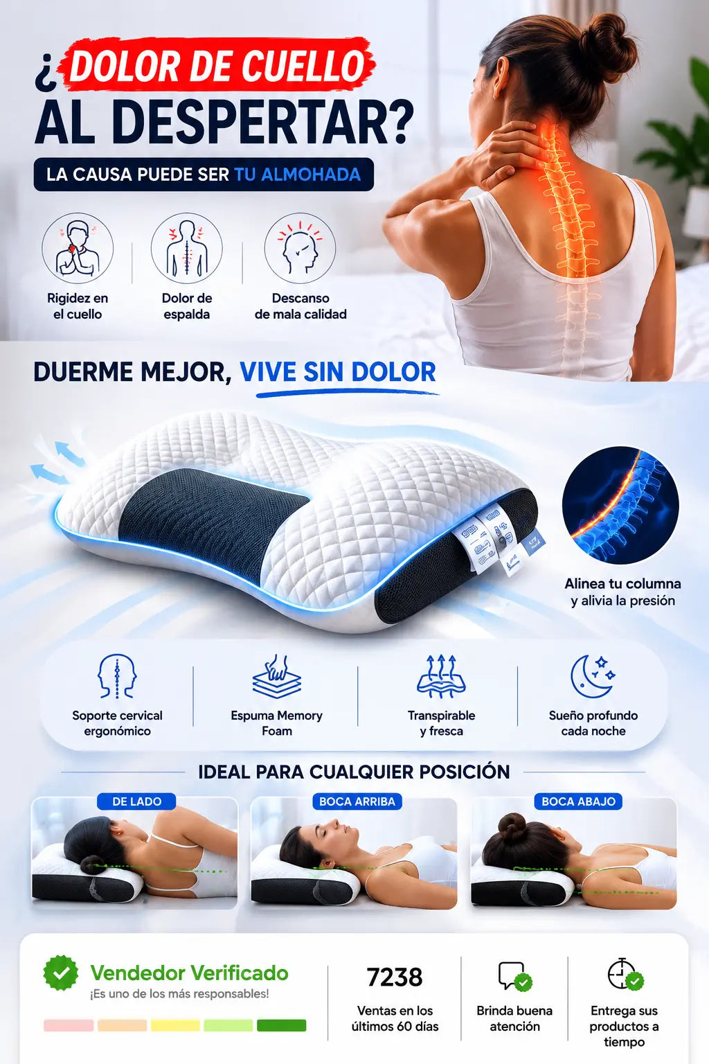 Almohada CerviPro — Adiós al Dolor de Cuello✨