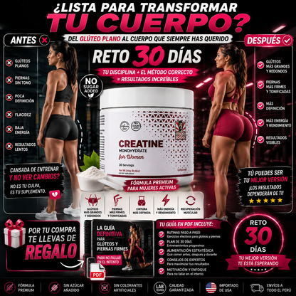 CREATINA MONOHIDRATO PARA MUJERES 💗 |Más Fuerza, Más Glúteo, Más Resultados