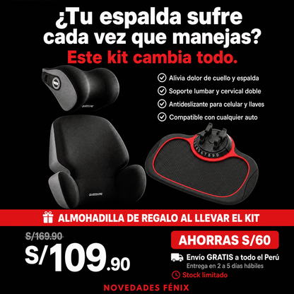 Kit Confort Pro para Auto🚗 — Cojín ErgoPro + Almohadilla Antideslizante de REGALO | Envío Gratis